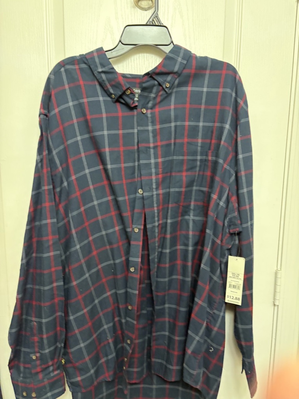 George Navy and Red Plaid Button-Down Shirt